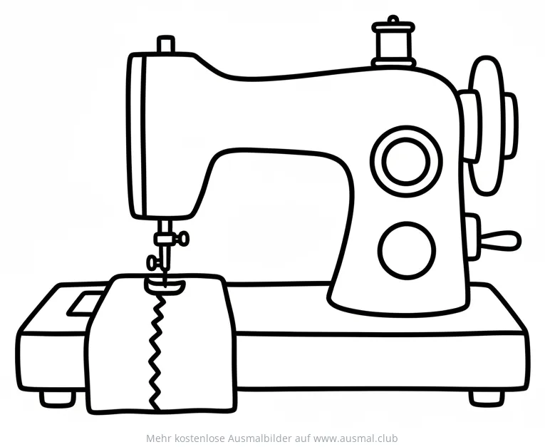 Nähmaschine Ausmalbild mit Zickzackstich