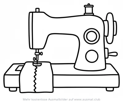 Nähmaschine Ausmalbild mit Zickzackstich
