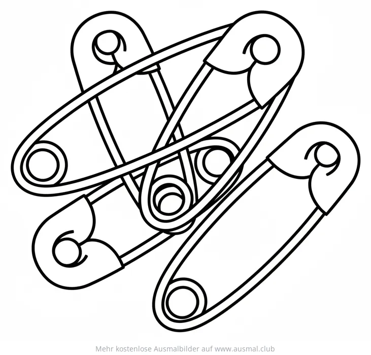 Drei Sicherheitsnadeln Ausmalbild