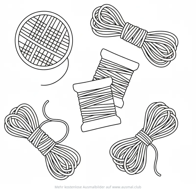 Stickgarn Knäuel und Spulen Ausmalbild