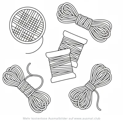 Stickgarn Knäuel und Spulen Ausmalbild