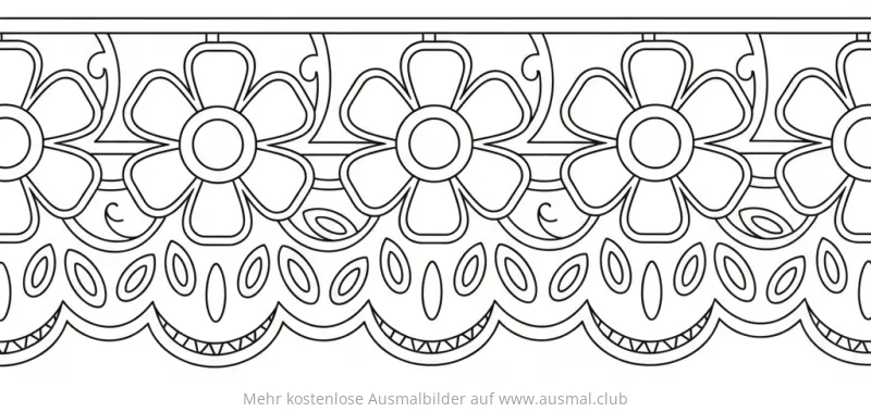 Spitze Ausmalbild mit Blumen und Blättern