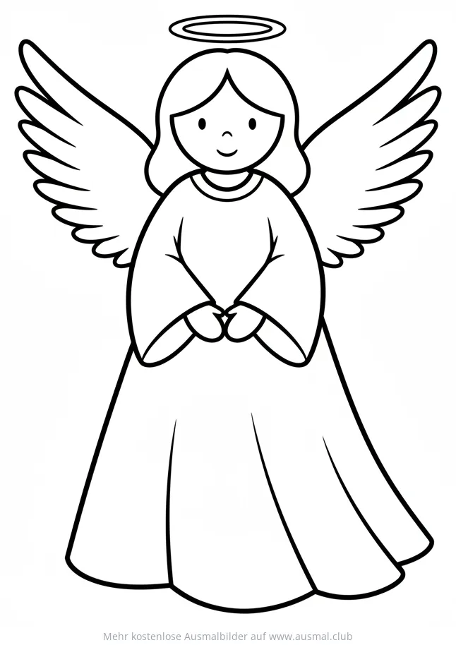 Engel mit Flügeln und Heiligenschein Ausmalbild