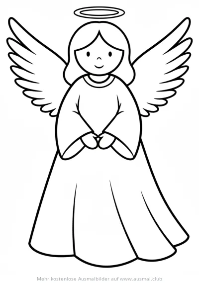 Engel mit Flügeln und Heiligenschein Ausmalbild
