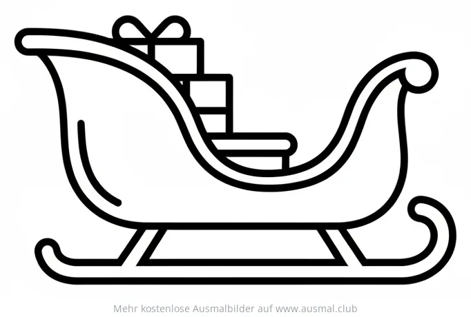 Nikolaus Schlitten mit Geschenken Ausmalbild