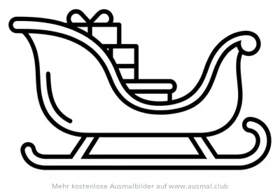 Nikolaus Schlitten mit Geschenken Ausmalbild