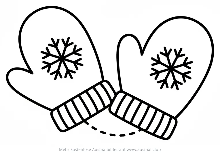 Handschuhe mit Schneeflocken Ausmalbild