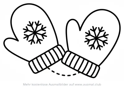 Handschuhe mit Schneeflocken Ausmalbild