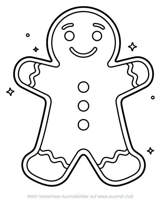 Lebkuchenmann Ausmalbild mit Knöpfen