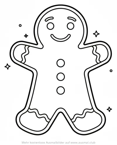 Lebkuchenmann Ausmalbild mit Knöpfen