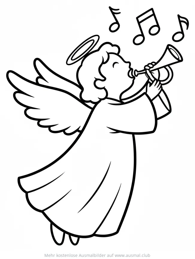 Singender Engel mit Trompete Ausmalbild