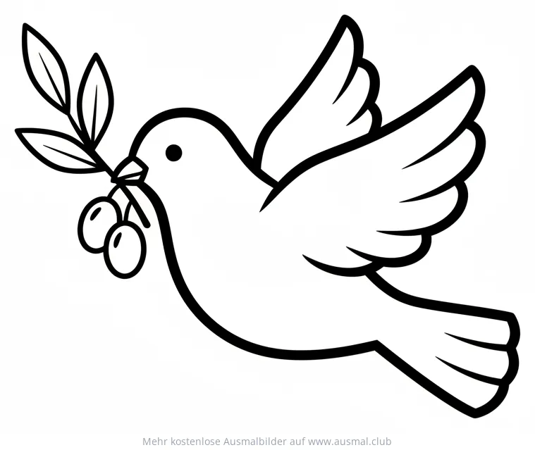 Friedenstaube mit Olivenzweig Ausmalbild