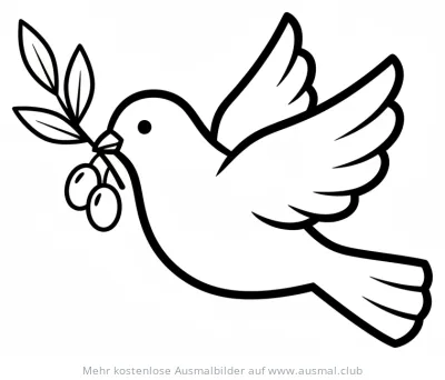 Friedenstaube mit Olivenzweig Ausmalbild