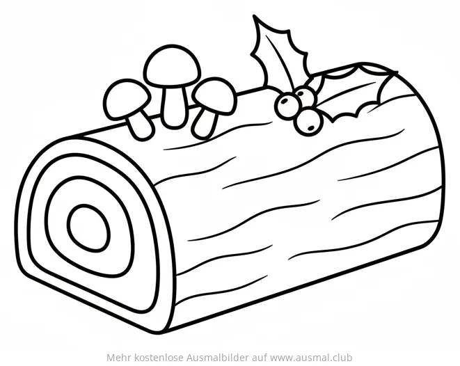 Weihnachtskuchen (Bûche de Noël) Ausmalbild