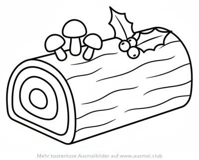 Weihnachtskuchen (Bûche de Noël) Ausmalbild