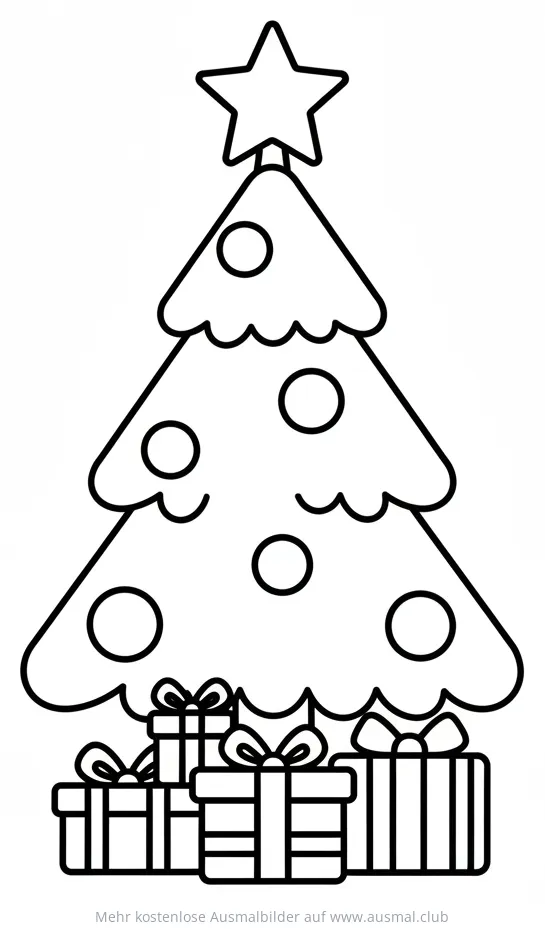 Weihnachtsbaum mit Geschenken Ausmalbild