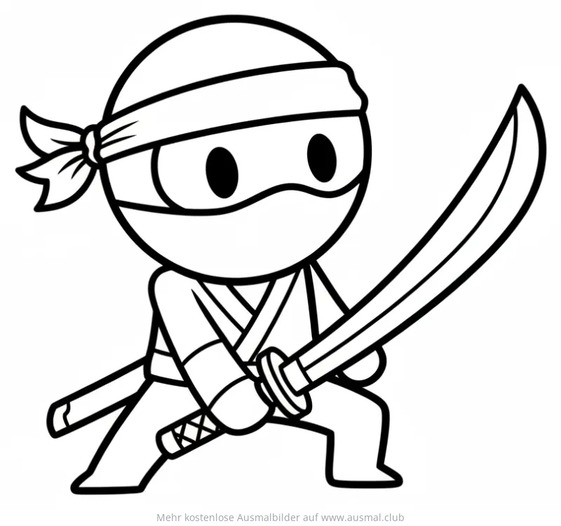 Ninja mit Katana Ausmalbild