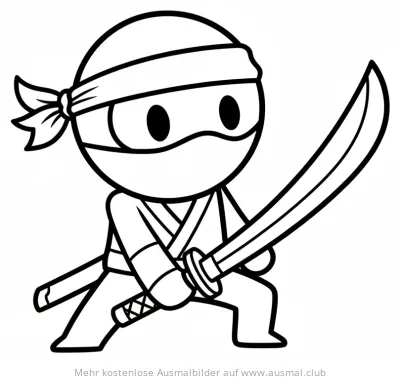 Ninja mit Katana Ausmalbild