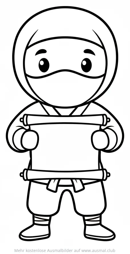 Ninja mit Schriftrolle Ausmalbild