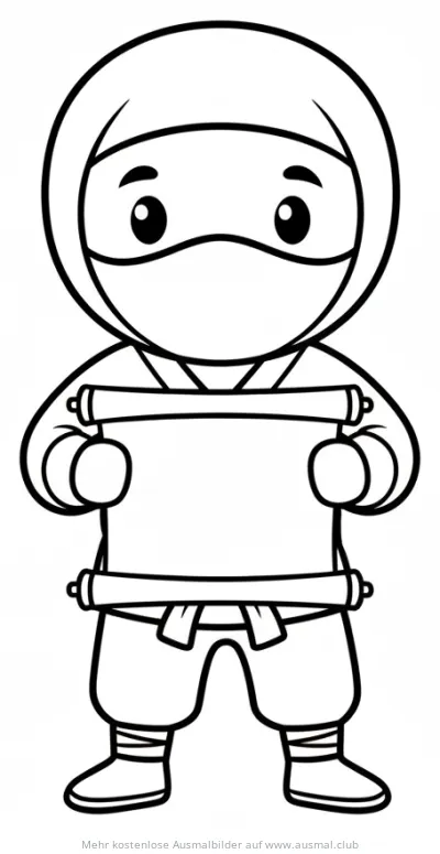 Ninja mit Schriftrolle Ausmalbild