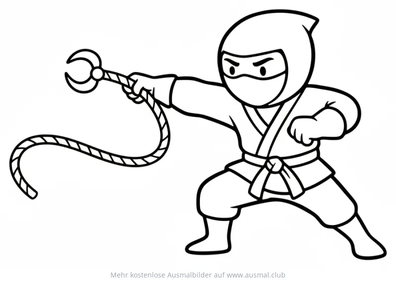 Ninja mit Enterhaken Ausmalbild