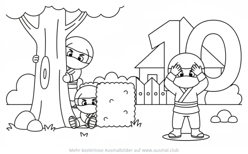 Ninja Verstecken spielen Ausmalbild