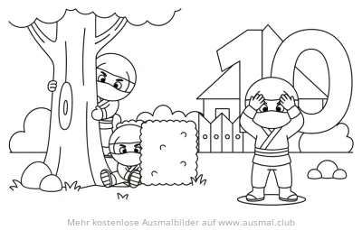 Ninja Verstecken spielen Ausmalbild