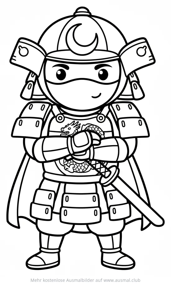 Ninja Samurai mit Schwert Ausmalbild