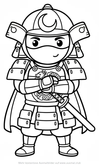 Ninja Samurai mit Schwert Ausmalbild