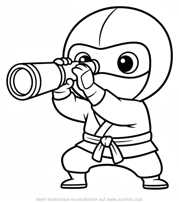 Ninja mit Fernrohr Ausmalbild