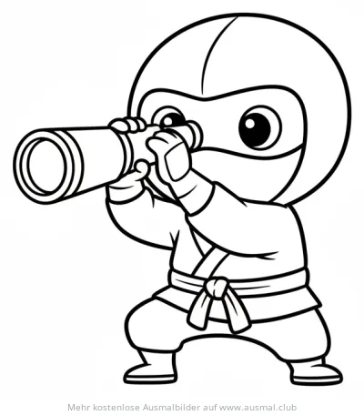 Ninja mit Fernrohr Ausmalbild