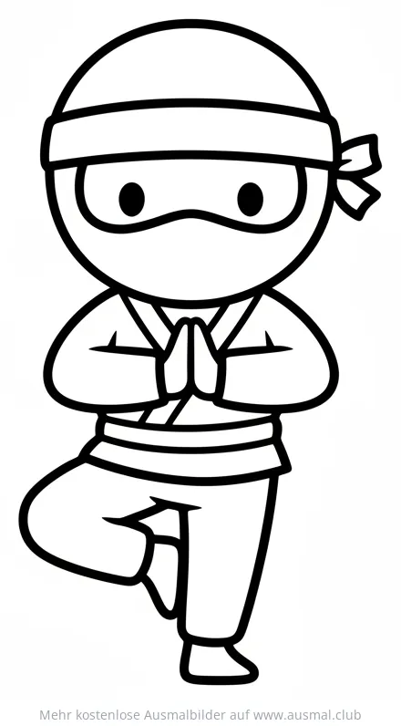 Ninja in Yoga Pose Ausmalbild