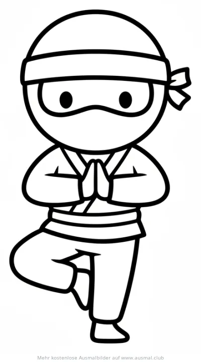 Ninja in Yoga Pose Ausmalbild