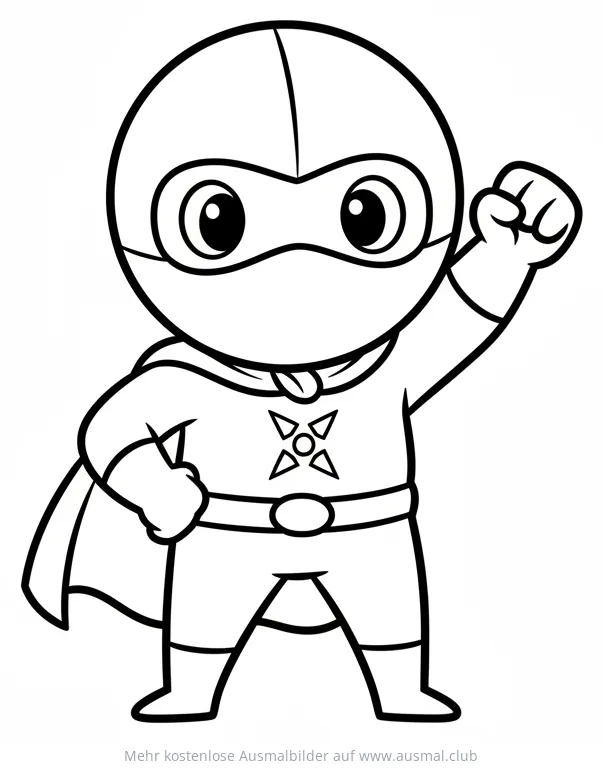 Ninja Superheld Ausmalbild mit Umhang und Maske