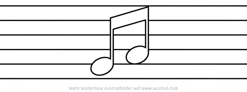 Achtelnoten auf Notenlinien Ausmalbild