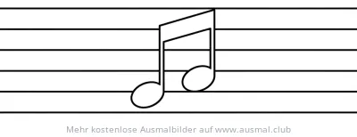 Achtelnoten auf Notenlinien Ausmalbild