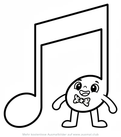 Achtelnote Ausmalbild mit Gesicht und Fliege