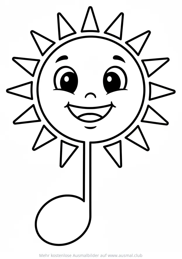 Ganze Note mit Gesicht Ausmalbild