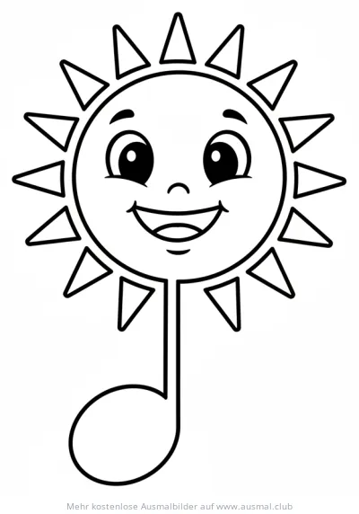 Ganze Note mit Gesicht Ausmalbild