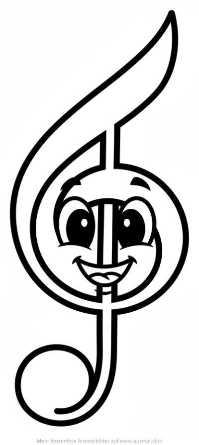Fröhlicher Bassschlüssel Ausmalbild mit Gesicht