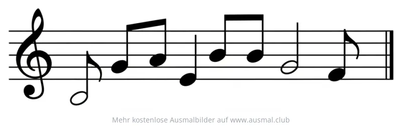 Notensystem mit Violinschlüssel und Noten Ausmalbild