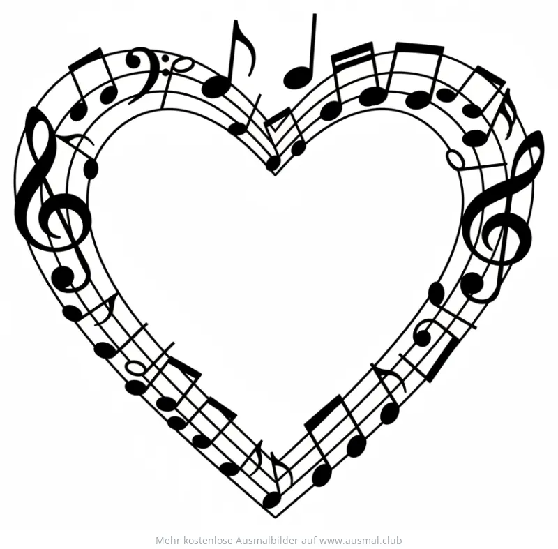 Noten Herz Ausmalbild