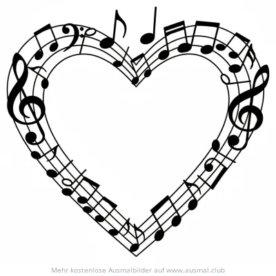 Noten Herz Ausmalbild