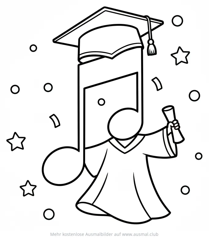 Note mit Doktorhut und Urkunde Ausmalbild