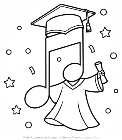 Note mit Doktorhut und Urkunde Ausmalbild