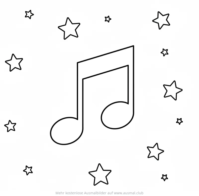 Note im Weltraum Ausmalbild mit Sternen