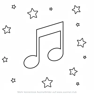 Note im Weltraum Ausmalbild mit Sternen