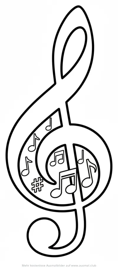 Noten und Notenschlüssel Ausmalbild