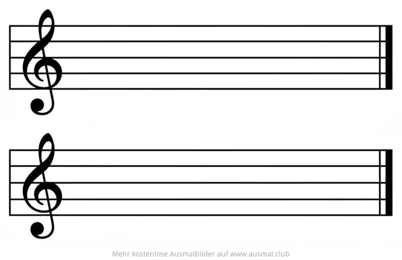 Notensystem mit Violinschlüssel Ausmalbild