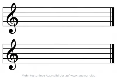 Notensystem mit Violinschlüssel Ausmalbild
